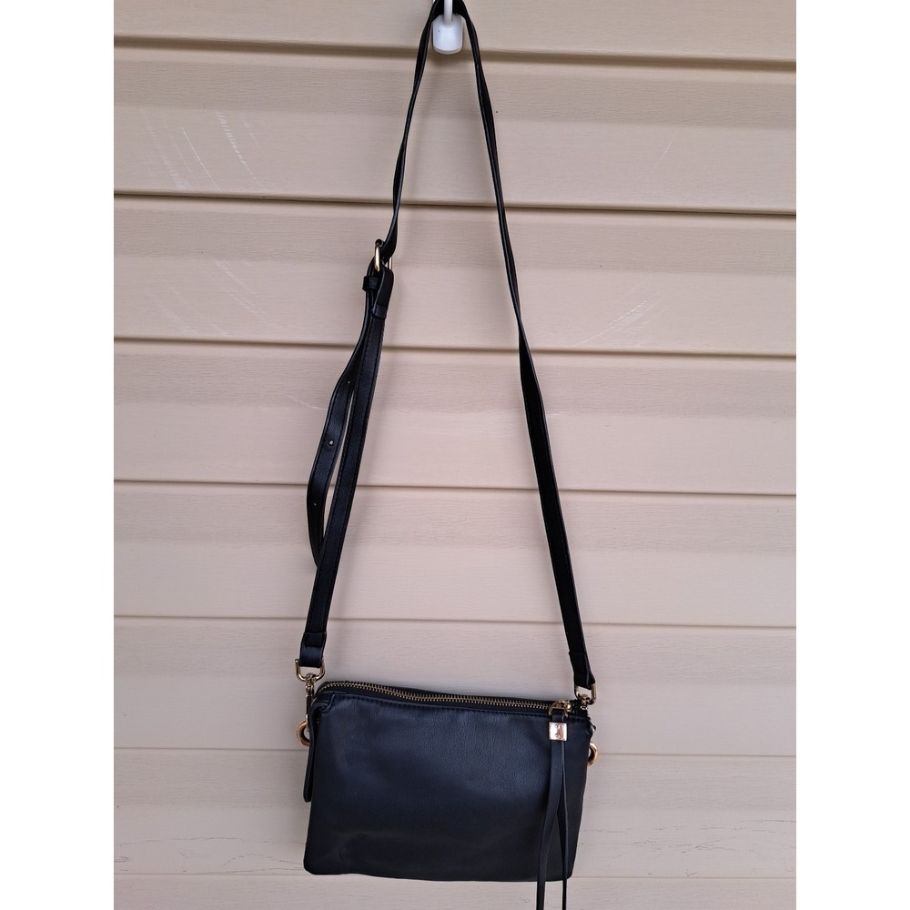 SHIRALEAH Women's Black Faux Leather Crossbody Bag Adjastable Strap 8.5 X‎ 6 in